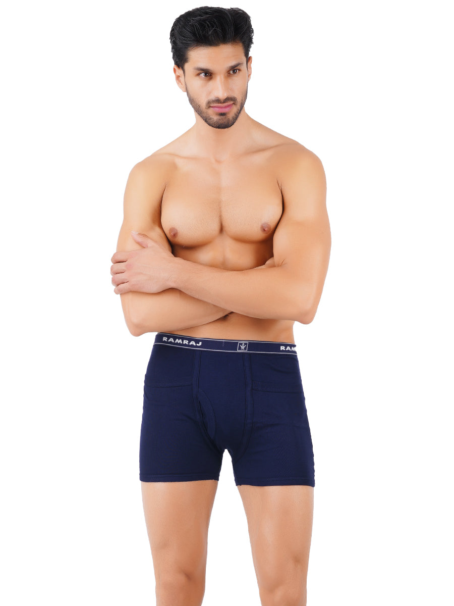 Mens Soft Combed 1*1 Rib Pocket Trunks PlusSize Imaxs-Pack of 2-Front view