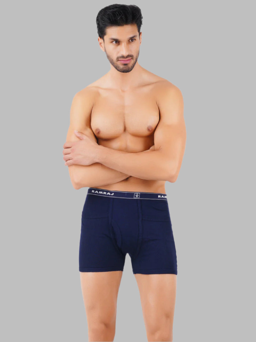 Mens Soft Combed 1*1 Rib Pocket Trunks PlusSize Imaxs-Pack of 2-Front view