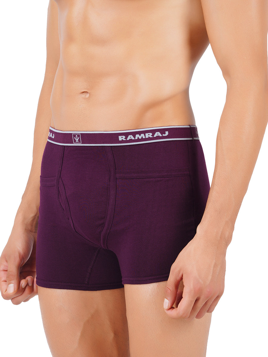 Mens Soft Combed Fine Jersy Solid Pocket Trunks Target (2PCs Pack)-Side view