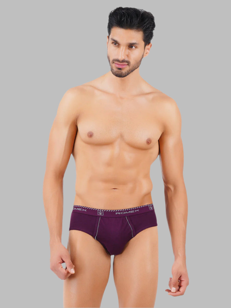 Mens Soft Stretchable Solid Brief Outer Elastic Romex (2 PCs Pack)-Front view