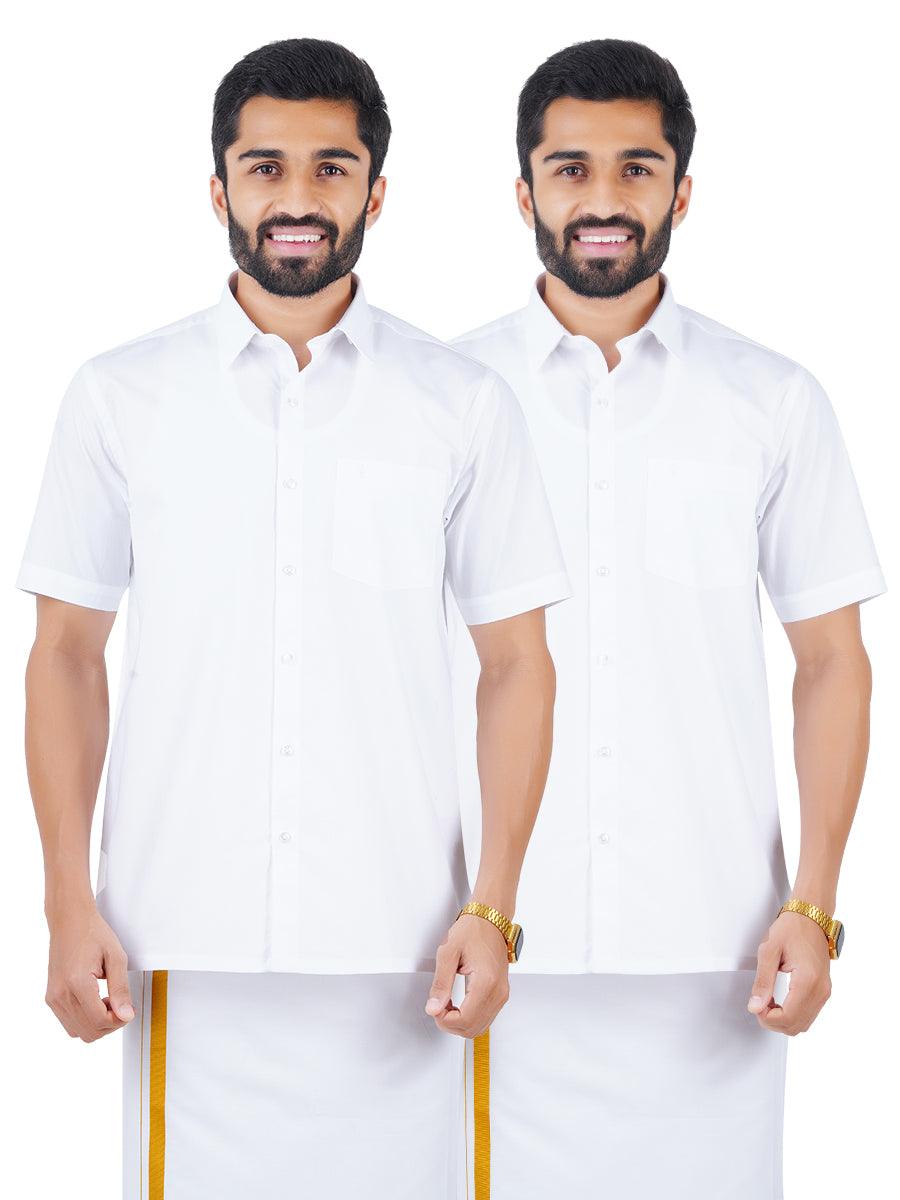 Mens 100% Cotton White Half Sleeves Shirt Winner (2 Pcs Pack)