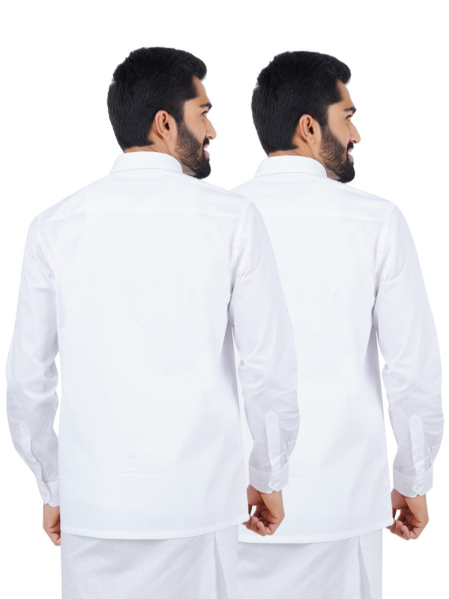 Mens Cotton White Shirt Full Sleeves Wewin New (2 Pcs Pack)-Back view