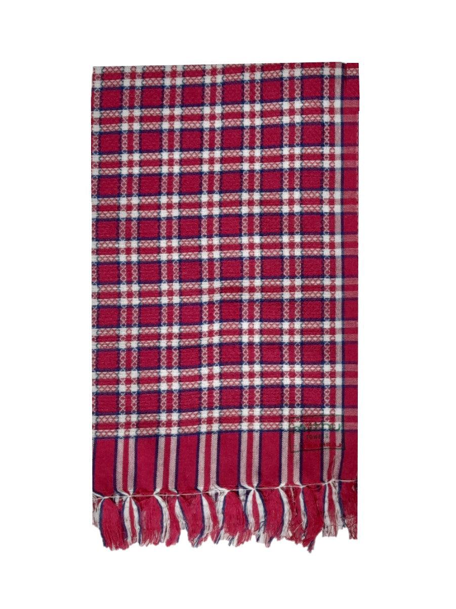 Checked Napkin Towel (5 in 1) -  Ramraj Cotton-Red