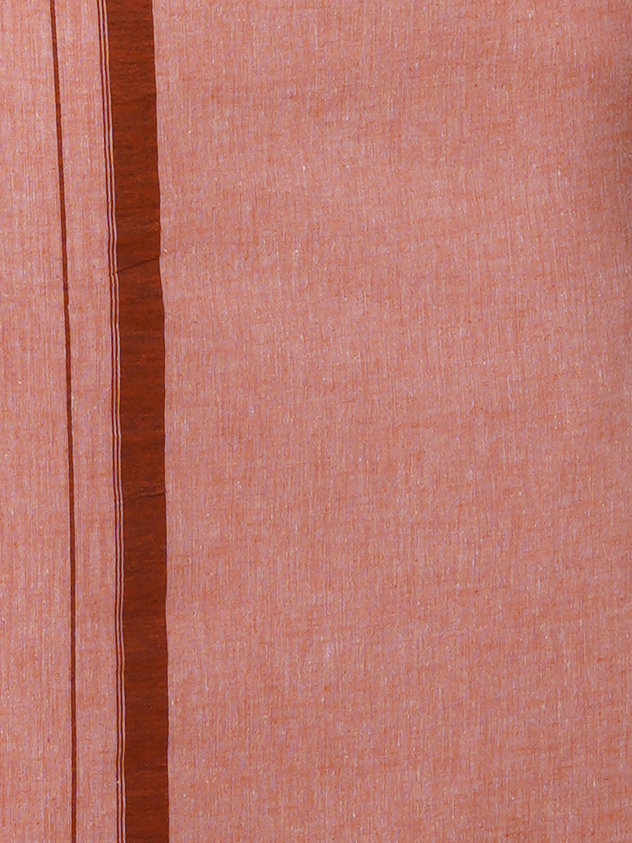 Men Cotton Blend Single Layer Pink Dhoti with Assorted Border Nitro Plain N5