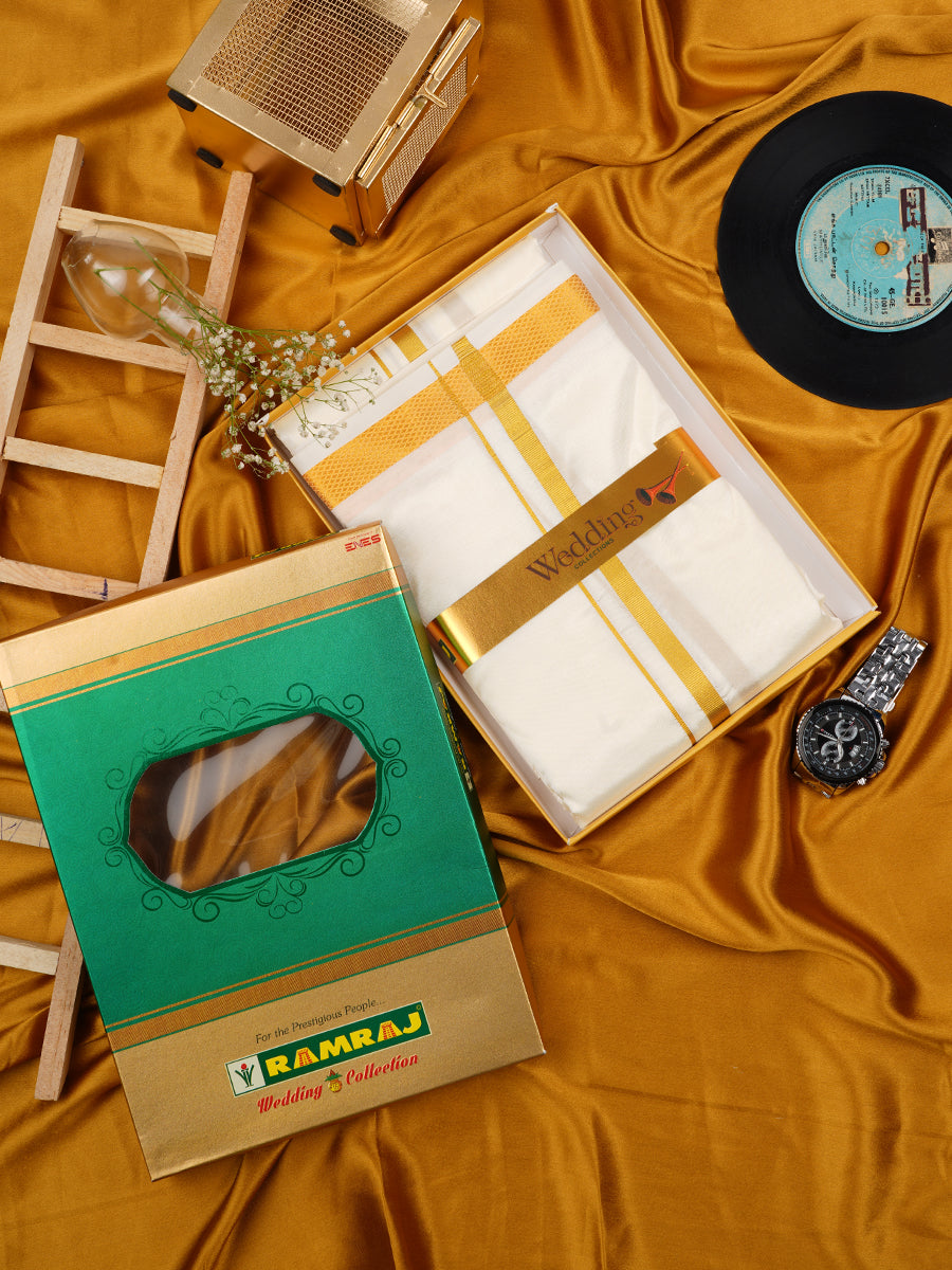 Mens Premium Dhoti with Angavasthram Mangala Charan (8+4)-Ad vert