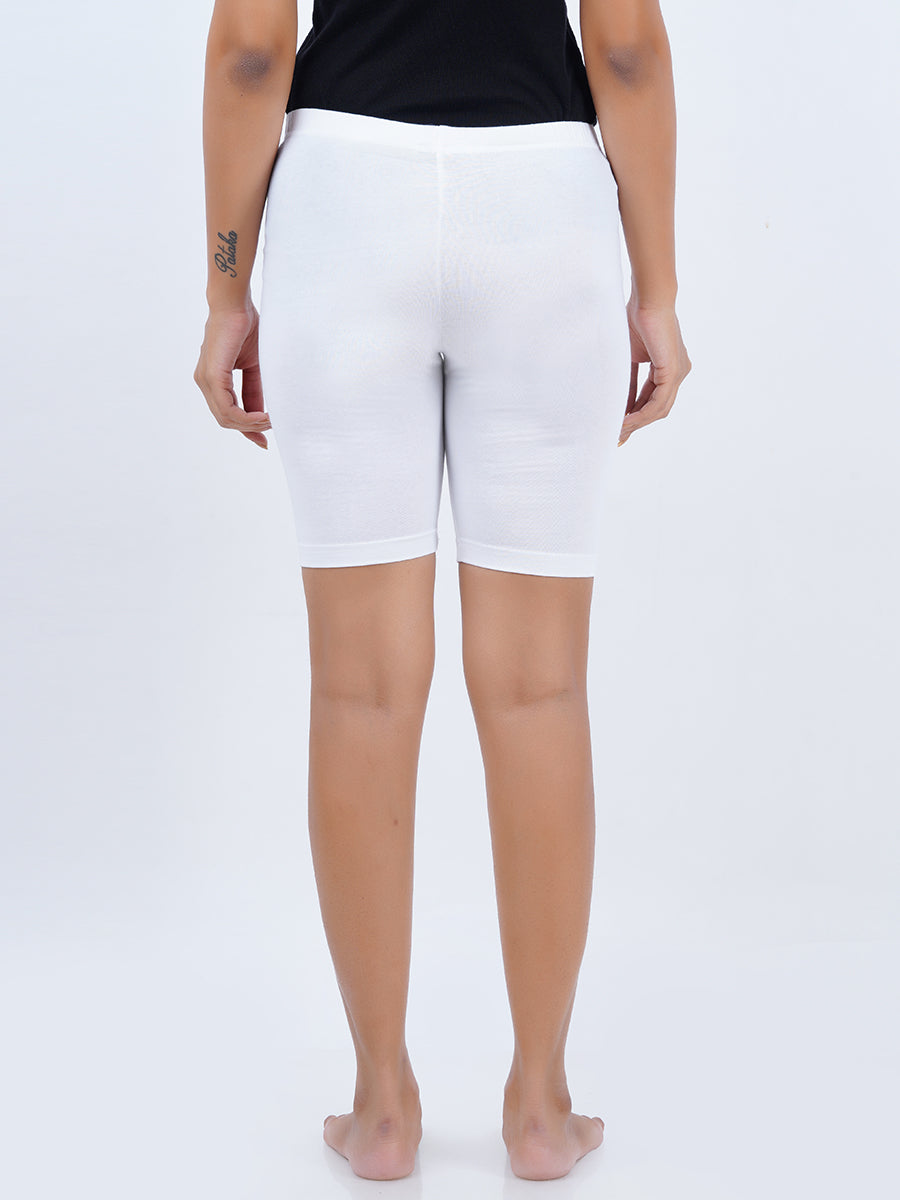 Womens Cotton White Tights (2 PCs Pack)-Back view