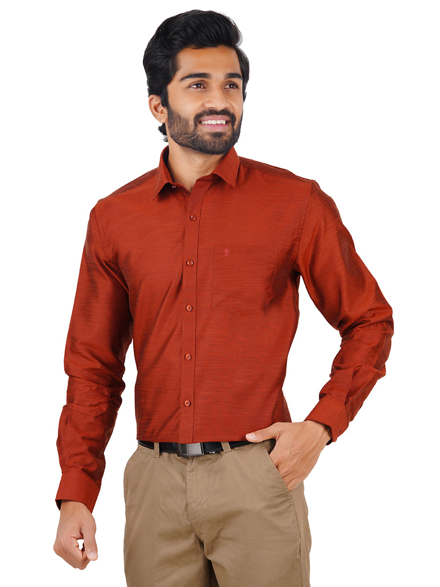 Mens Formal Shirt Full Sleeves Copper Brown T29 TE2-Front view