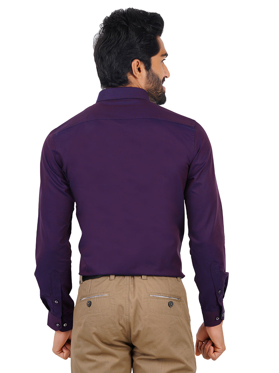 Premium Cotton Shirt Full Sleeves Dark Purple EL GP16-Back view