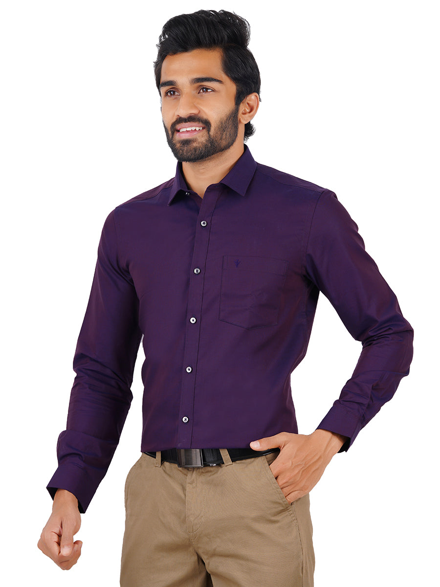 Premium Cotton Shirt Full Sleeves Dark Purple EL GP16-Side view