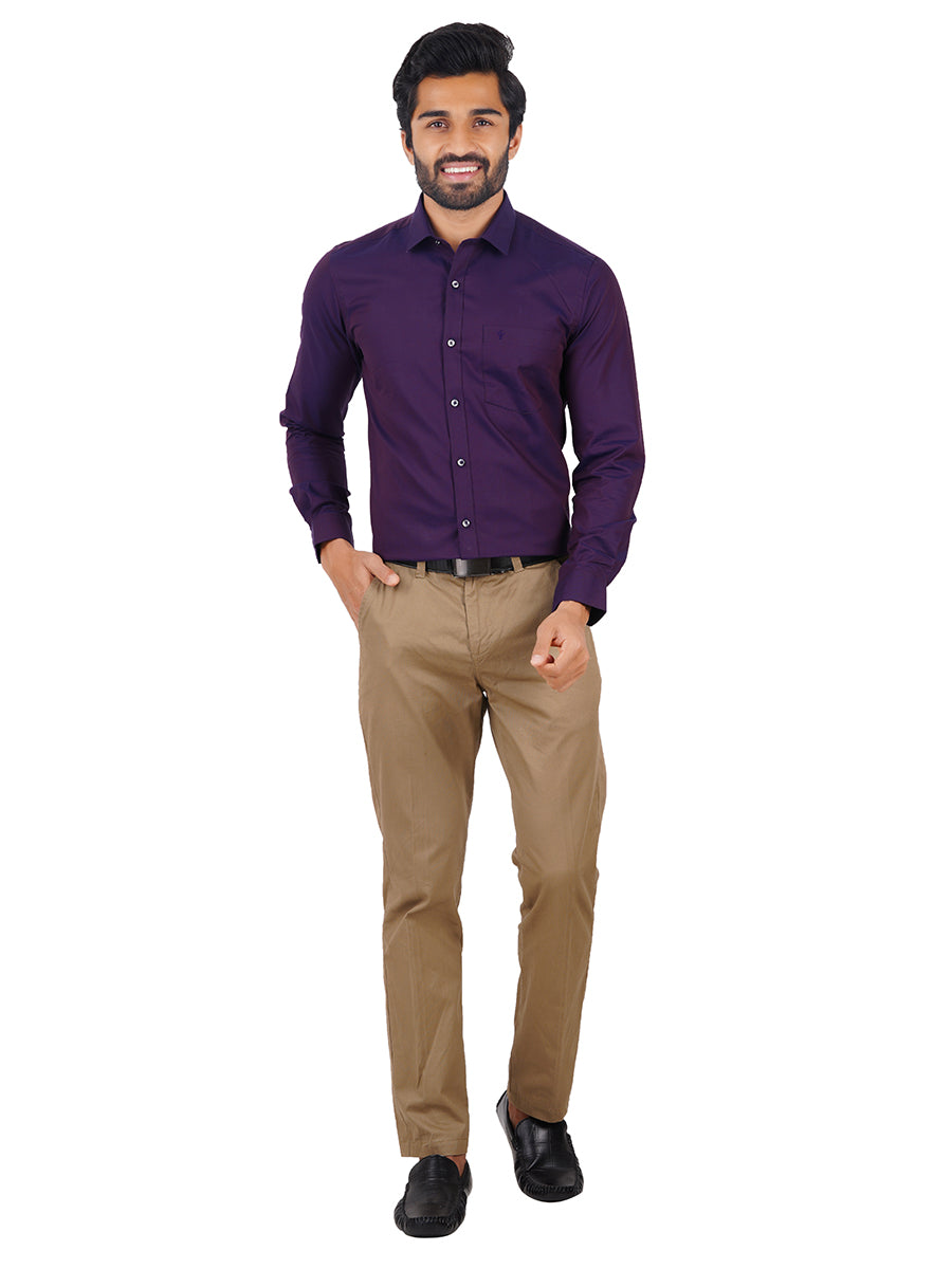 Premium Cotton Shirt Full Sleeves Dark Purple EL GP16-Full view