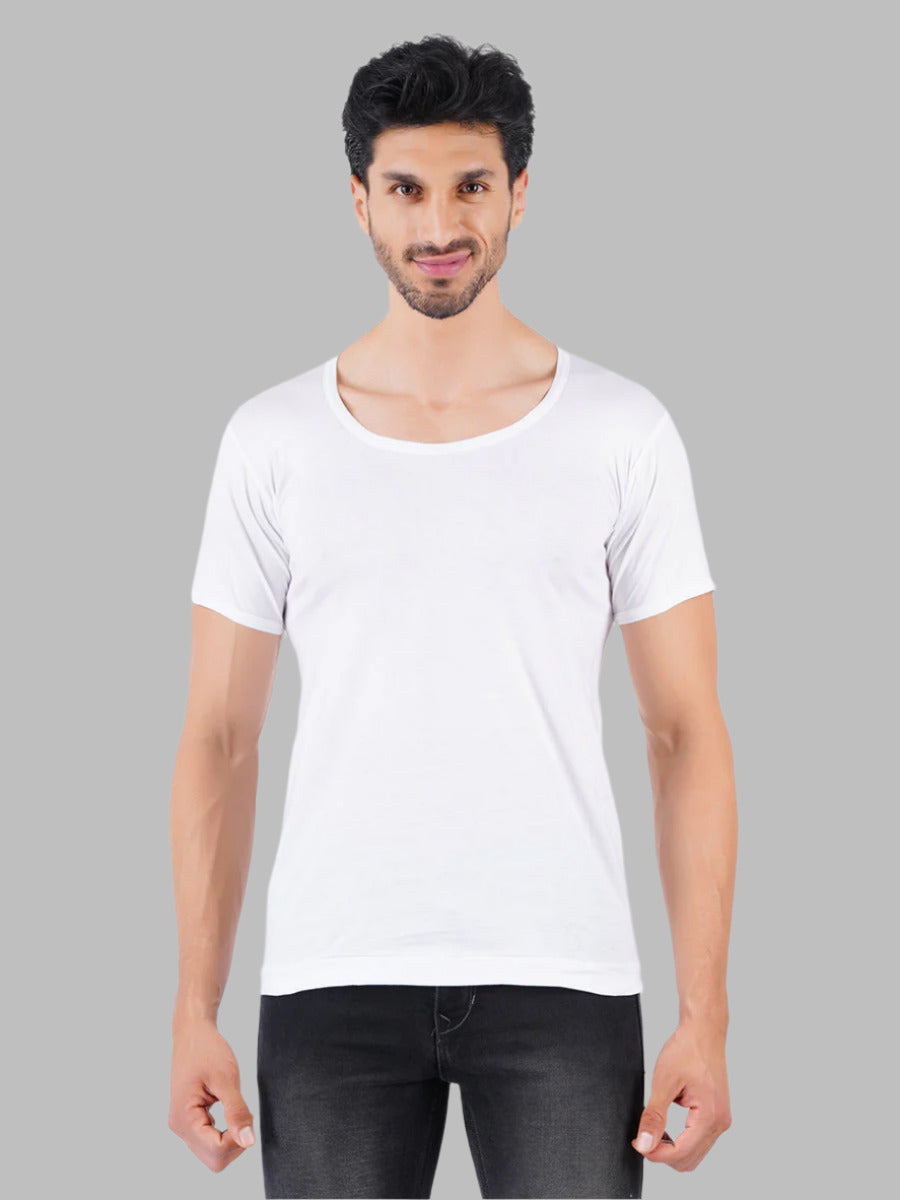 Men 100% Combed Cotton White Sleeve Vest RNS Plus Size Acoste