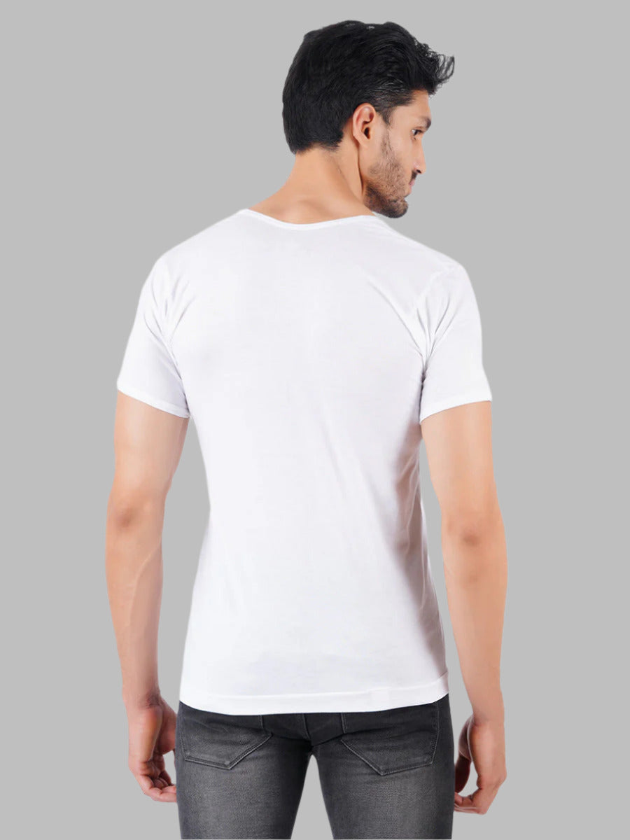 Men 100% Combed Cotton White Sleeve Vest RNS Plus Size Acoste