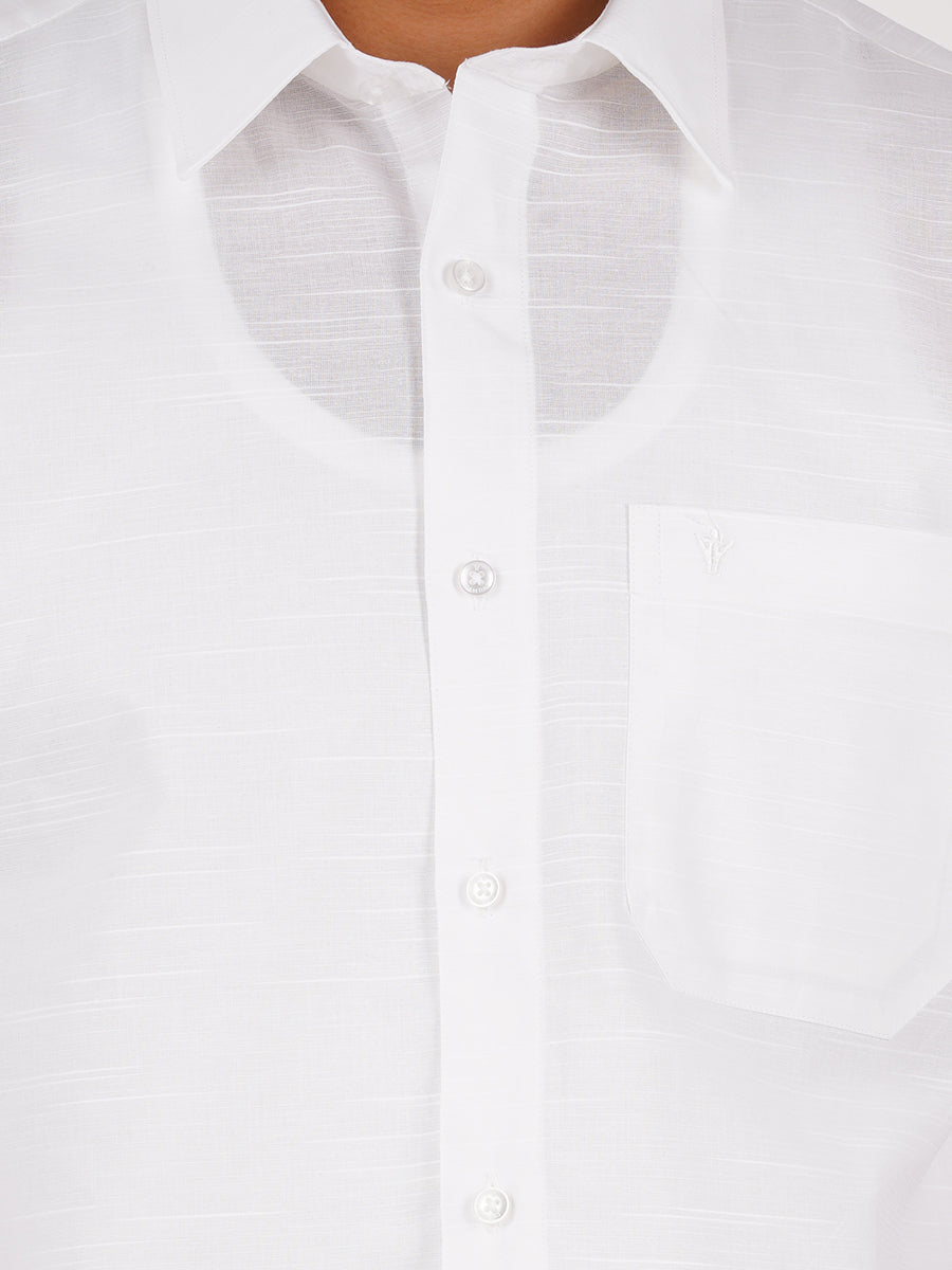 Mens Cotton Mixed White Shirt Full Sleeves Celebrity White V5 -Zoom view