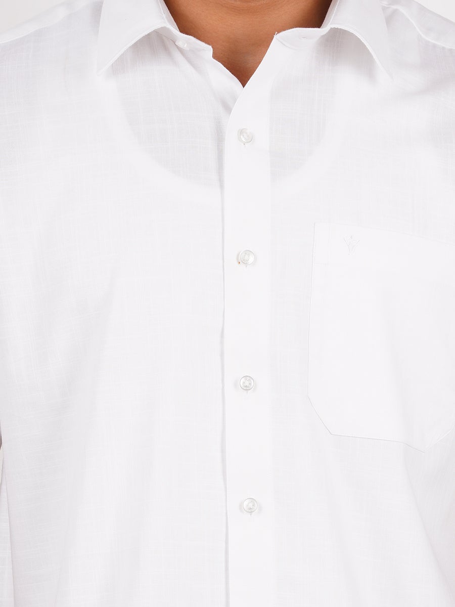 Mens Plus Size Cotton Half Sleeves White Shirt -Zoom view