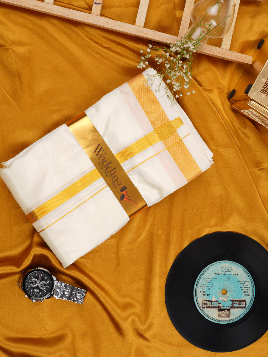 Mens Premium Dhoti with Angavasthram Mangala Charan (8+4)