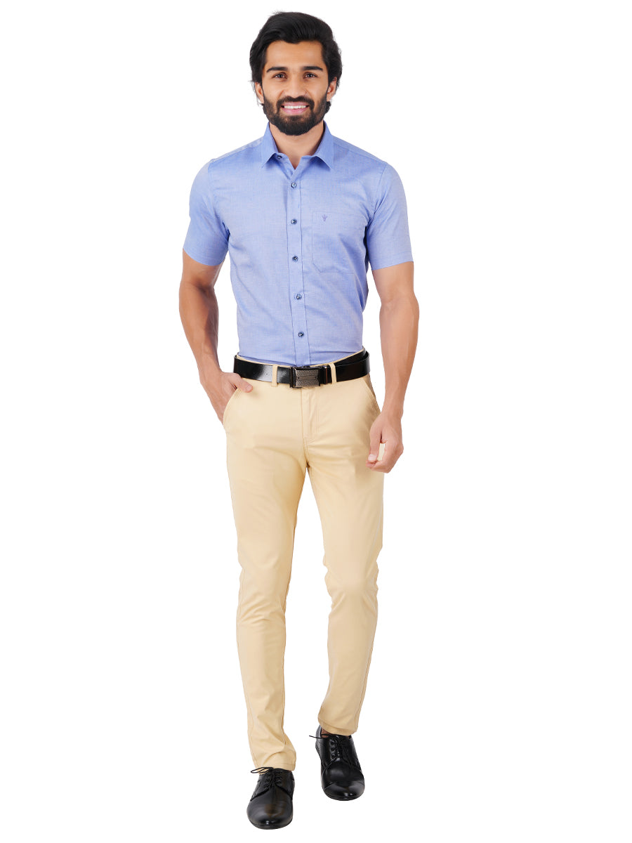 Premium Cotton Shirt Half Sleeves Blue EL GP5-Full view