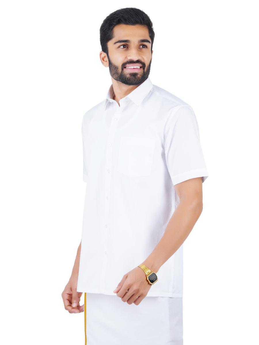Cotton White Half Sleeves Shirt (2 Pcs Combo Pack) -  Ramraj Cotton-Front view