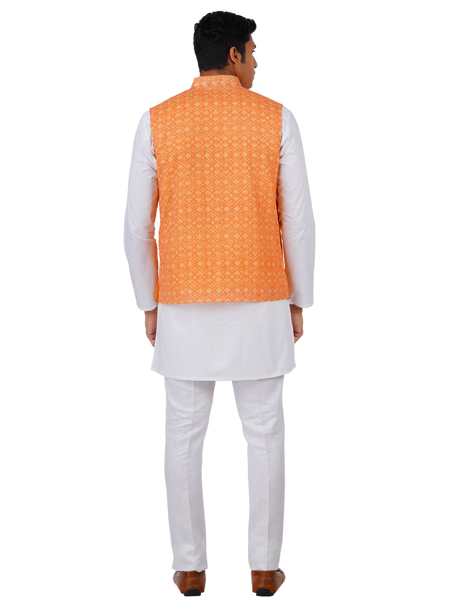 Mens Ethnic Jacket Orange JB8-Back view