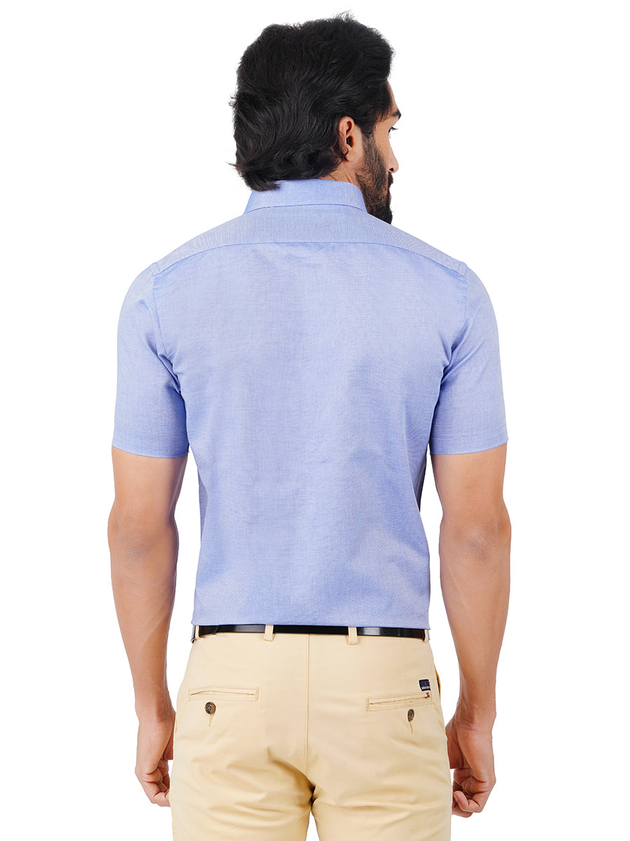 Premium Cotton Shirt Half Sleeves Blue EL GP5-Back view