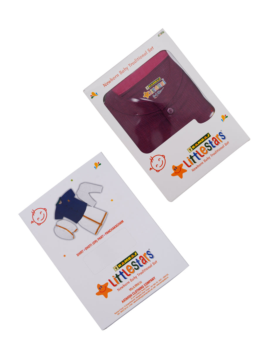 Newborn Baby Traditional Shirt with Dhoti and Panchakacham Set Purple