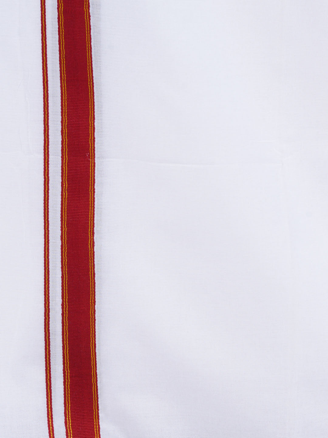 Mens Double Dhoti White with Gold Jari Border Thavasi-Zoom view
