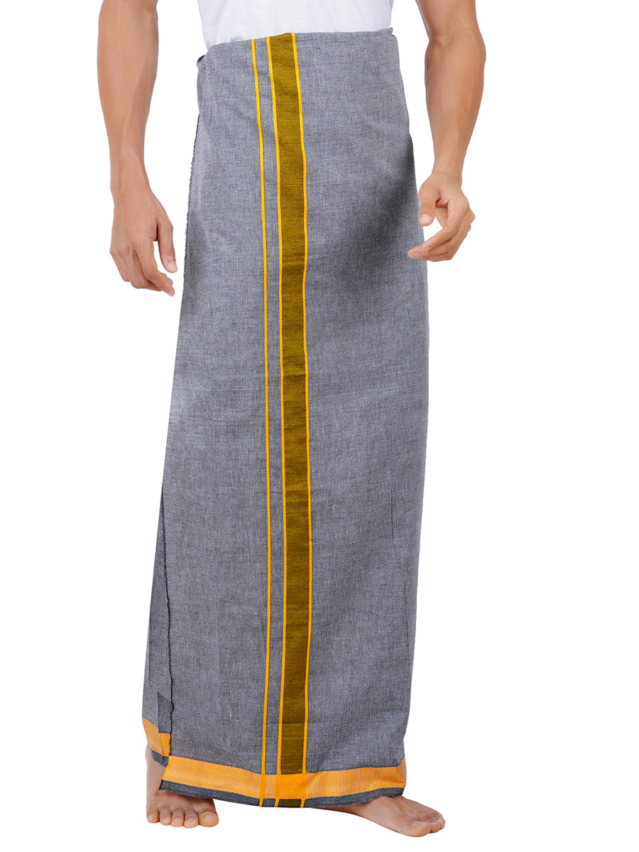 Mens Single Dhoti Nitro Plain Gold-Front view