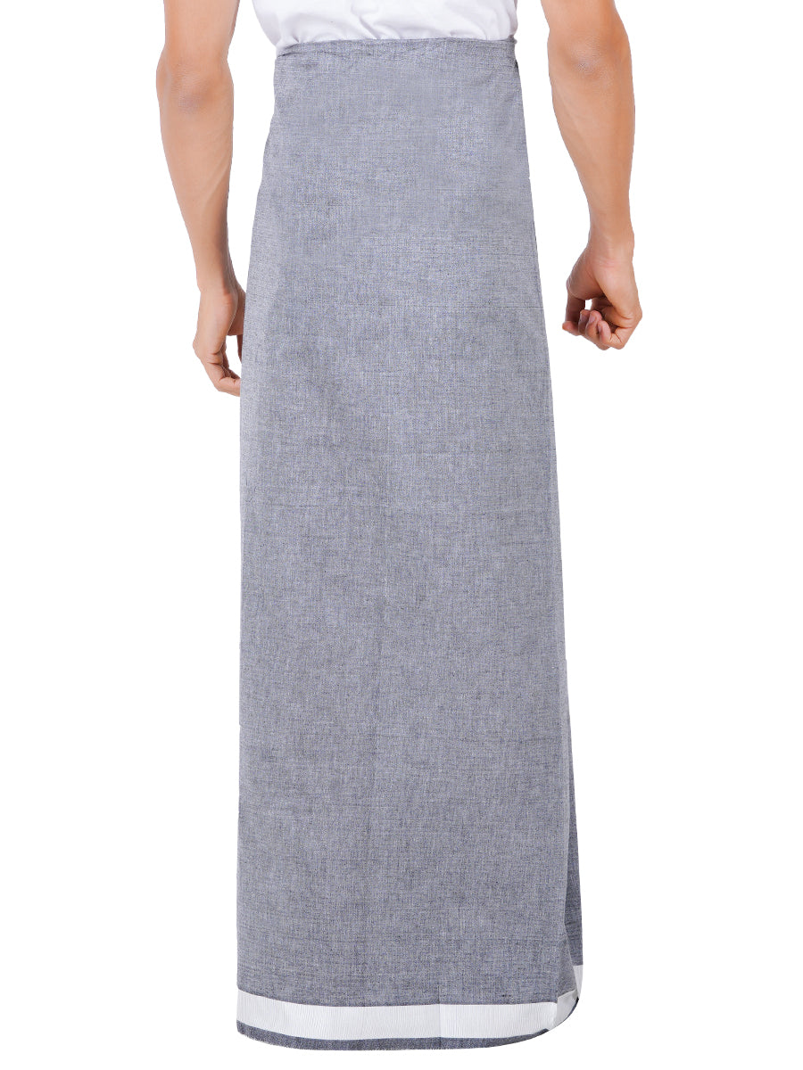 Men Cotton Blend Single Layer Grey Dhoti with Fancy Border Nitro Plain 01