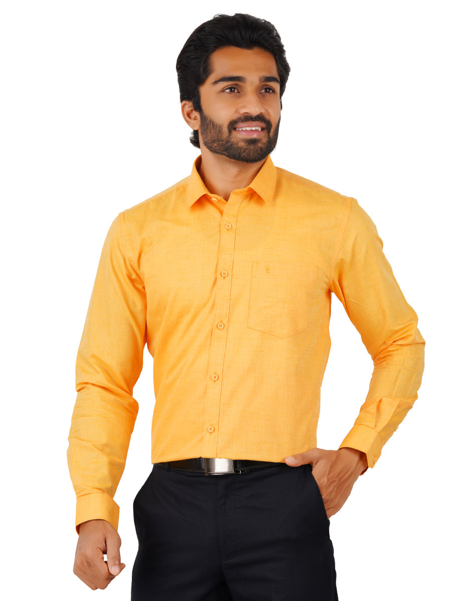 Mens Cotton Formal Shirt Full Sleeves Light Orange T16 CO8-Front view