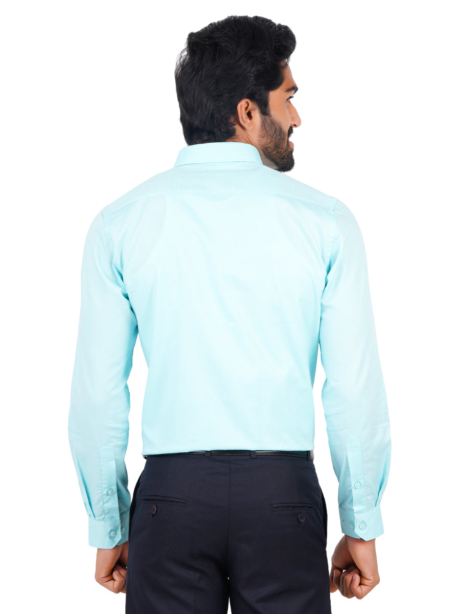 Premium Cotton Shirt Full Sleeves Sky Blue EL GP19-Back view