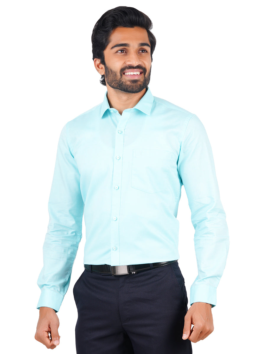 Premium Cotton Shirt Full Sleeves Sky Blue EL GP19-Side view