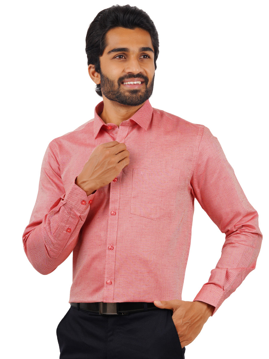 Men Cotton Rich Full Sleeves Shirt Bright Pink T18 CY3