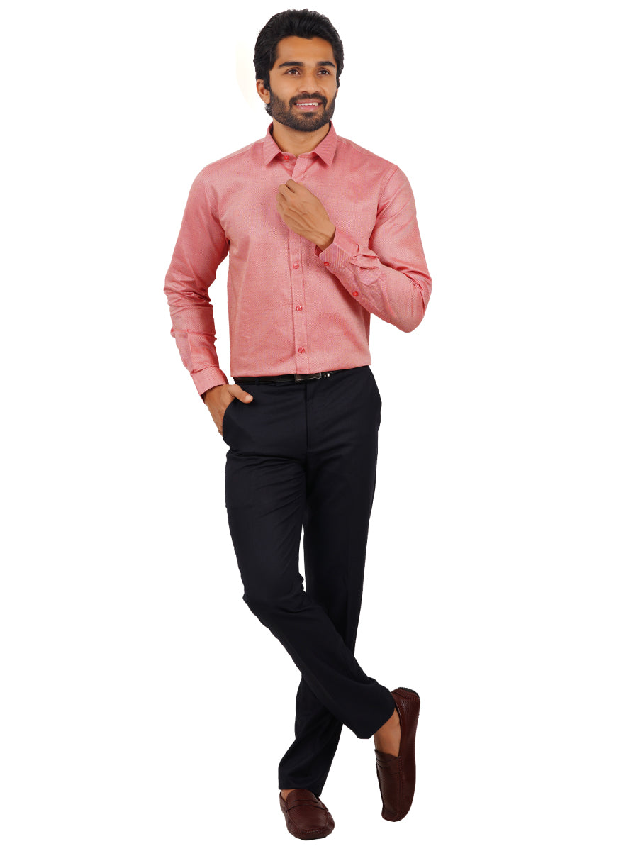 Men Cotton Rich Full Sleeves Shirt Bright Pink T18 CY3