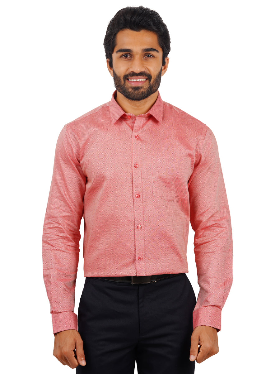 Men Cotton Rich Full Sleeves Shirt Bright Pink T18 CY3