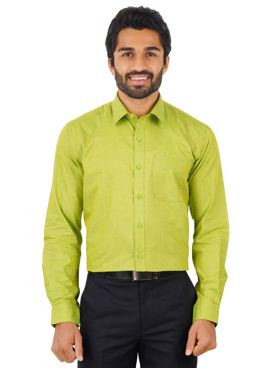 RAMRAJ COTTON Men Yellowish Green Solid Half Sleeve Shirt (38 ; Yellowish  Green) : : Clothing & Accessories
