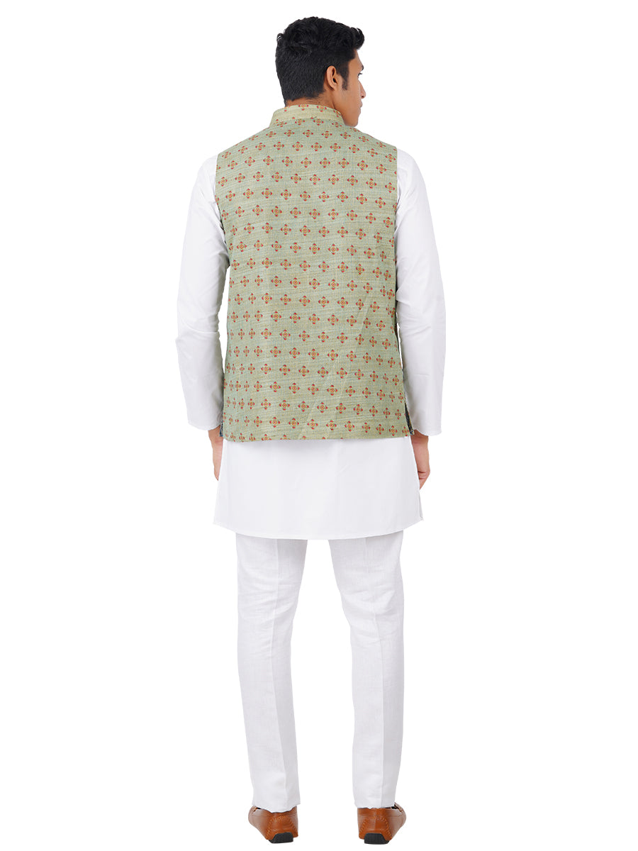 Mens Ethnic Jacket Green JD3-Back view