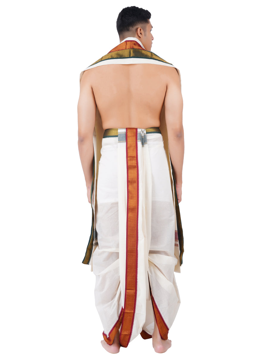 Mens Panchakacham 5 Khan Jari Pet (9+5) Kora-Back view