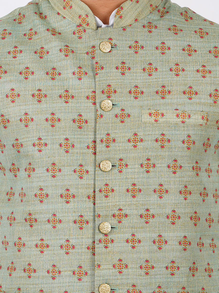 Mens Ethnic Jacket Green JD3-Zoom view