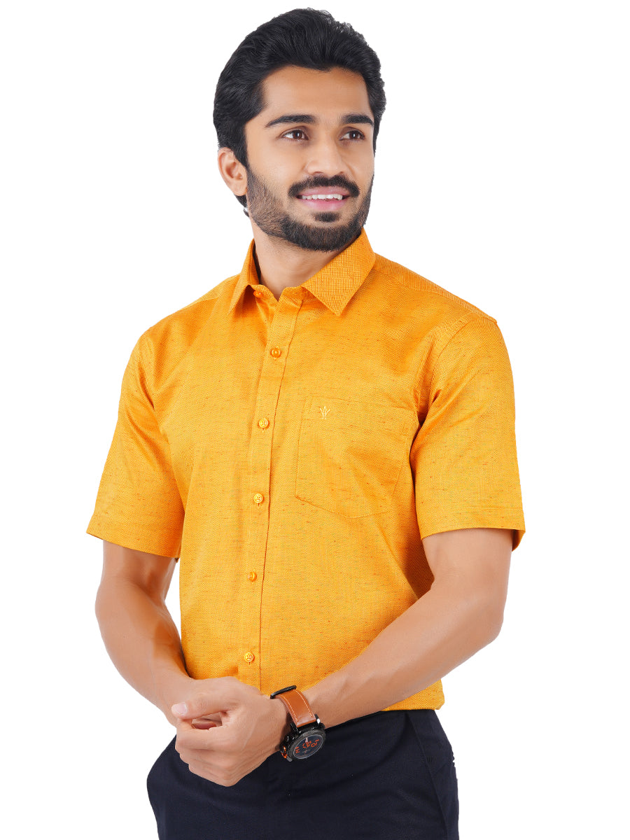 Mens Formal Shirt Half Sleeves Bright Orange T18 CY2-Front view
