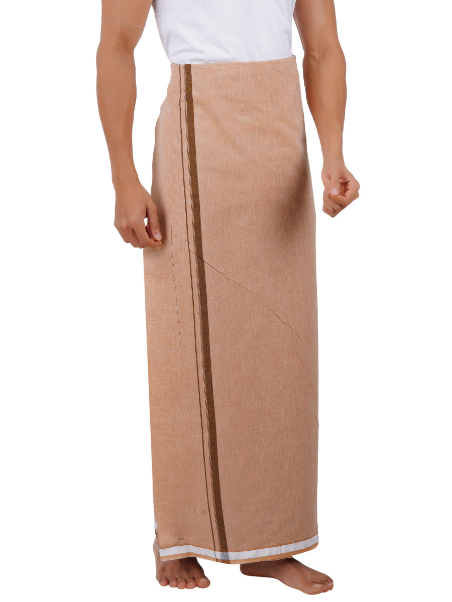 Men Cotton Blend Single Layer Sandal Dhoti with Assorted Border Nitro Plain N6