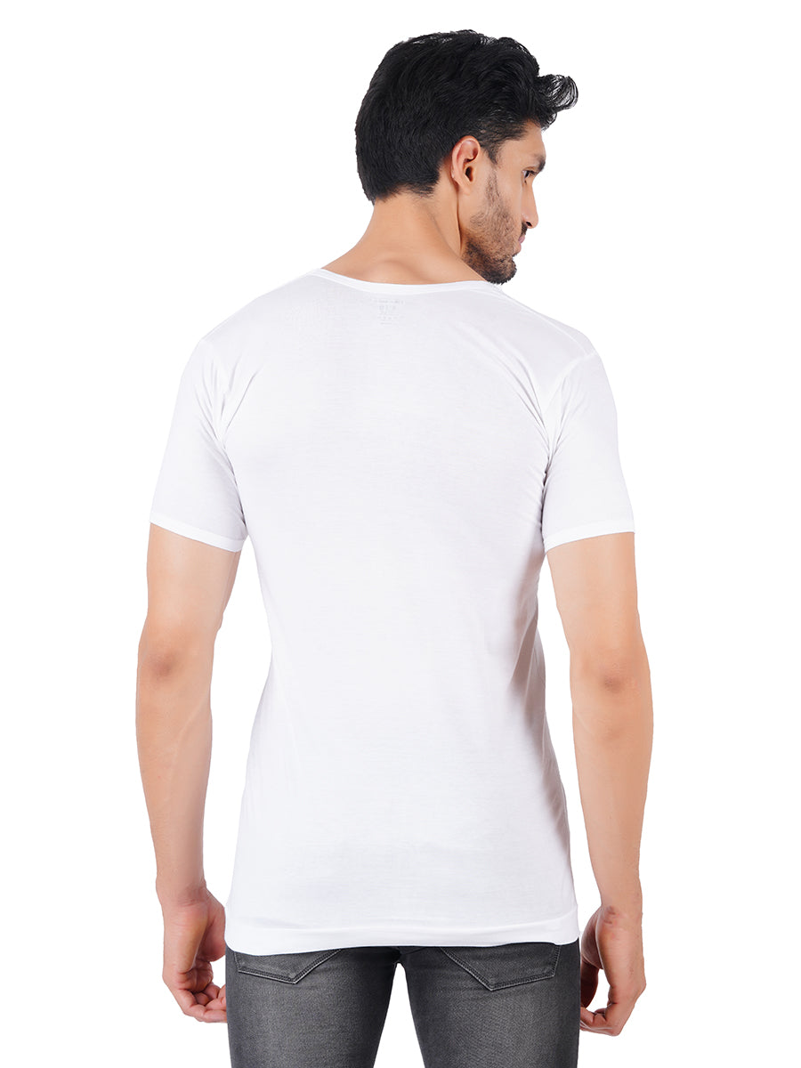 Mens Fine Cotton White Sleeve Banian RNS Rise Up(2 PCs Pack)-Back view