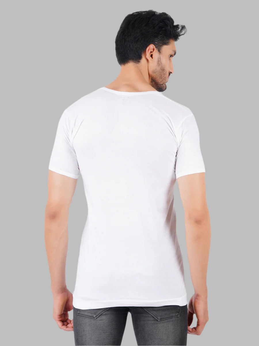Mens Fine Cotton White Sleeve Banian RNS Rise Up(2 PCs Pack)-Back view