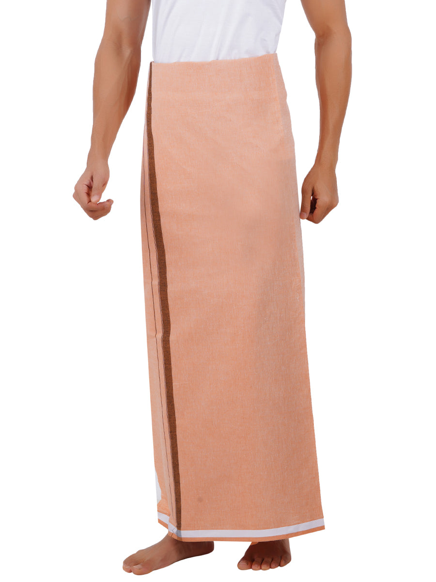 Men Cotton Blend Single Layer Sandal Dhoti with Assorted Border Nitro Plain N4