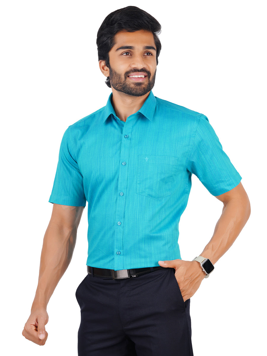 Men Cotton Rich Shirt Blue T32 TH9