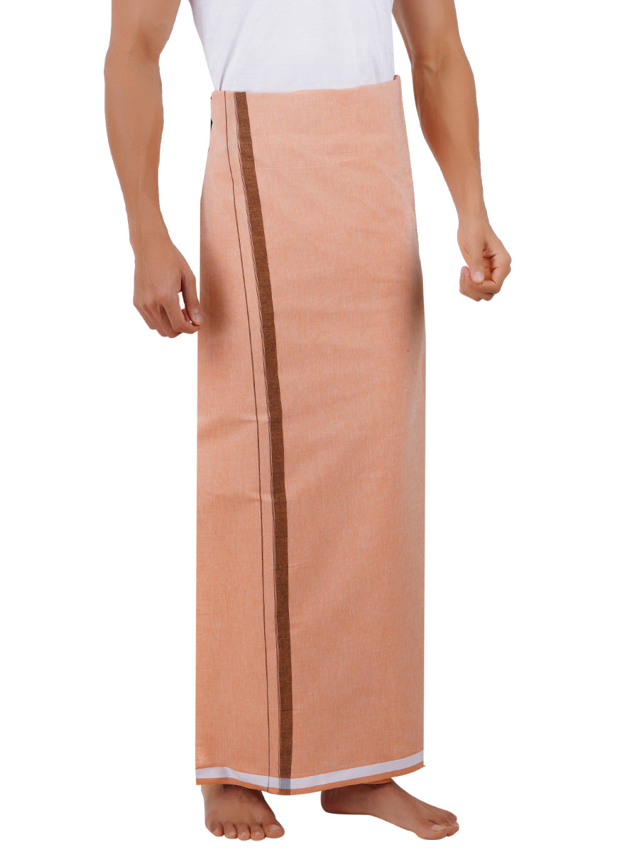 Men Cotton Blend Single Layer Sandal Dhoti with Assorted Border Nitro Plain N4