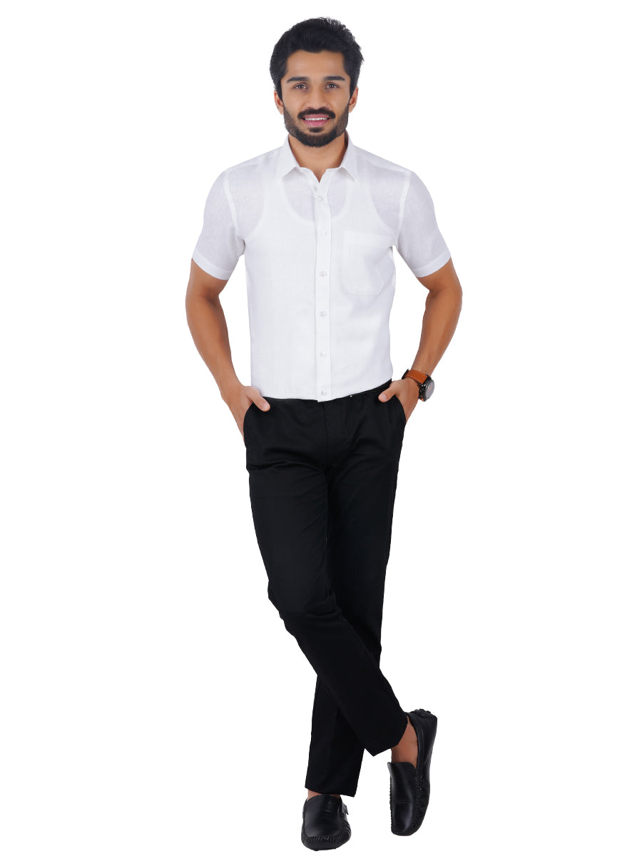 Mens RR Linen Cotton Half Sleeves Plus Size Shirt-Full view
