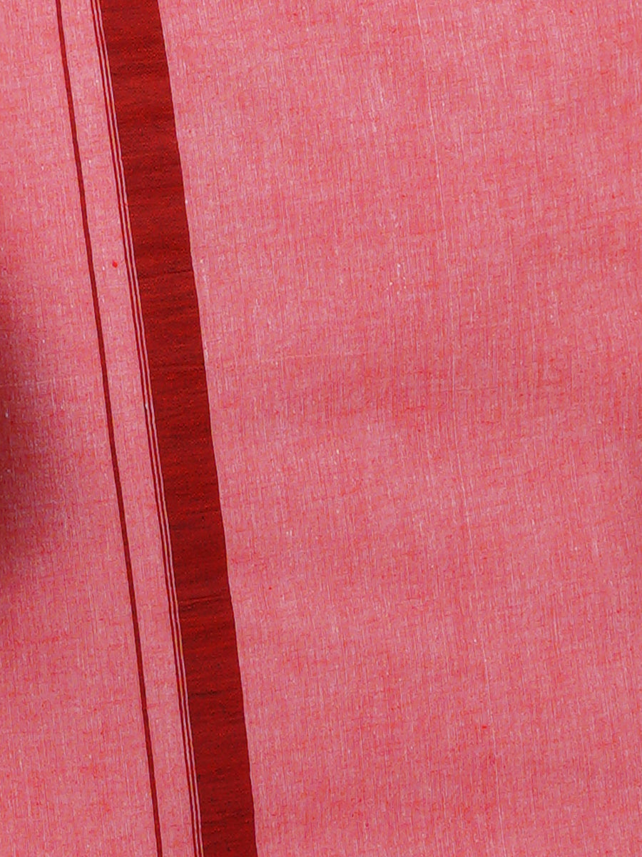Men Cotton Blend Single Layer Pink Dhoti with Assorted Border Nitro Plain N2