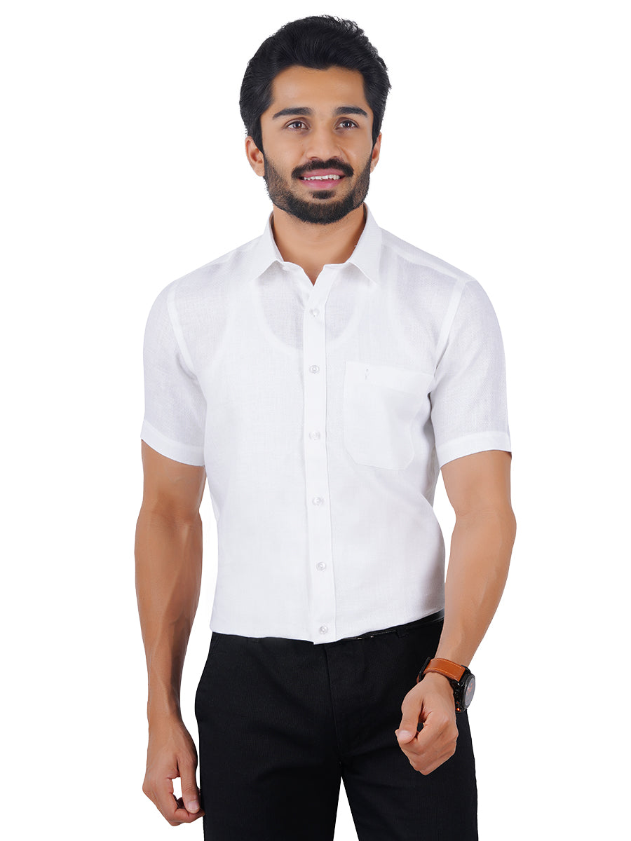Mens RR Linen Cotton Half Sleeves Shirt-Front view