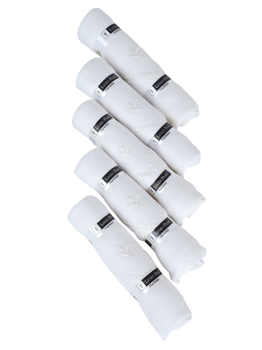 Pure Linen White Hand Kerchief (5 in 1)