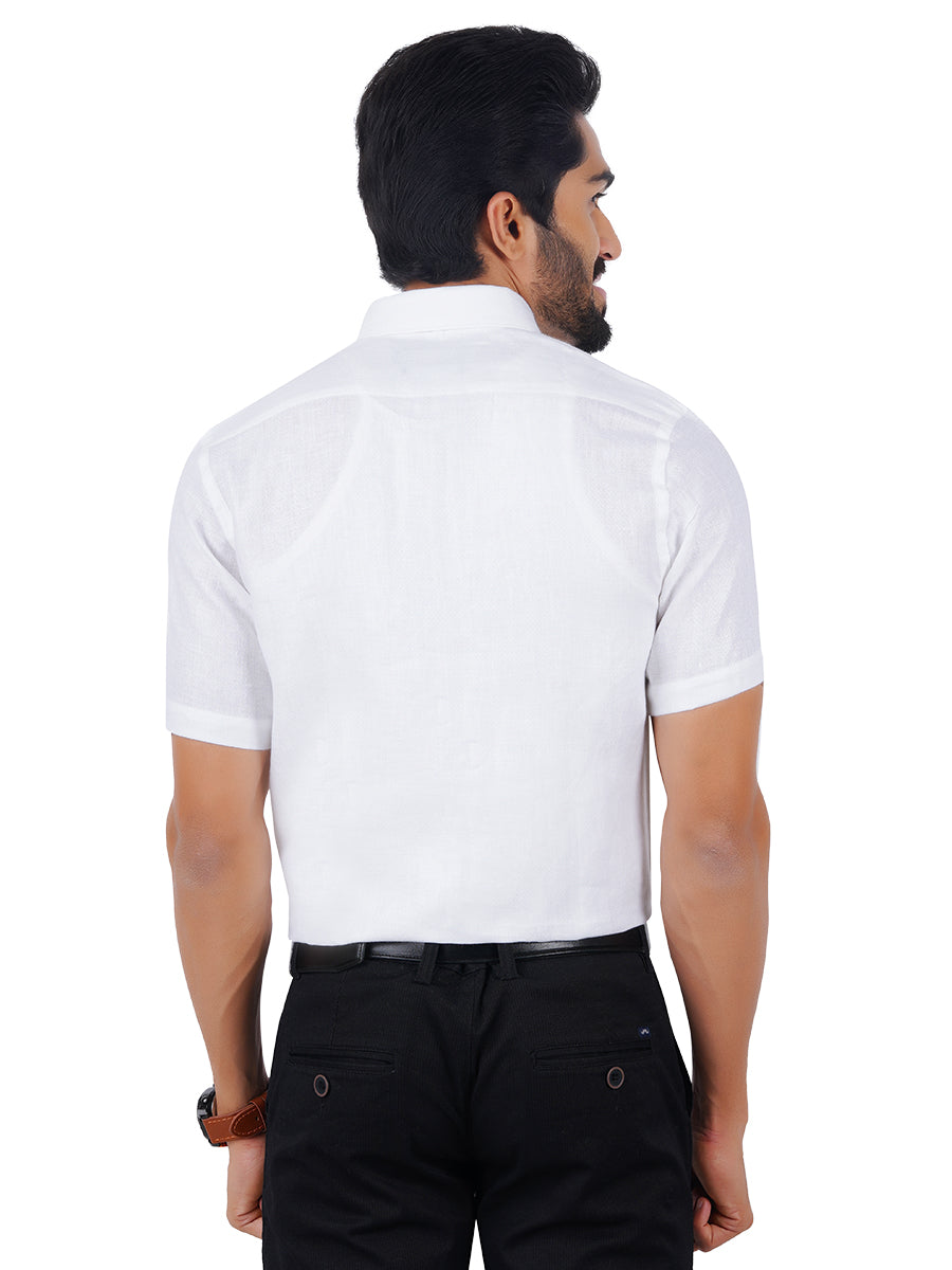 Mens RR Linen Cotton Half Sleeves Plus Size Shirt -Back view