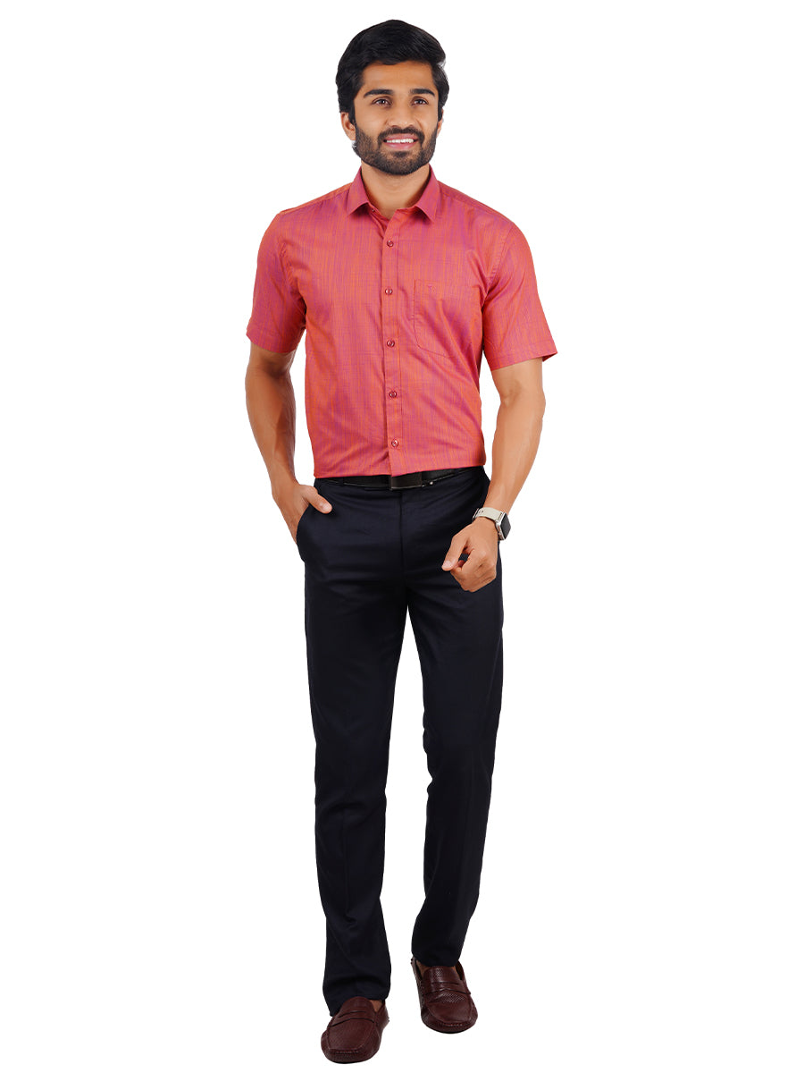 Mens Formal Shirt Half Sleeves Pale Violet Red T32 TH10-Full view